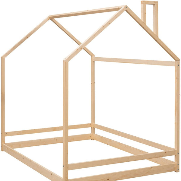 HomeRoots Natural Wood Full Bed Frame – Modern Platform Design, Durable Support, Perfect for Everyday Comfort! 606887