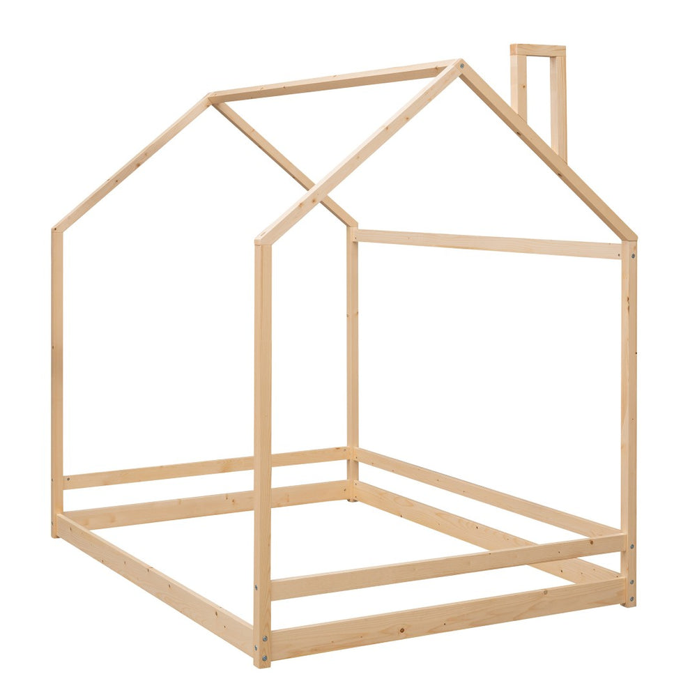 HomeRoots Natural Wood Full Bed Frame – Modern Platform Design, Durable Support, Perfect for Everyday Comfort! 606887