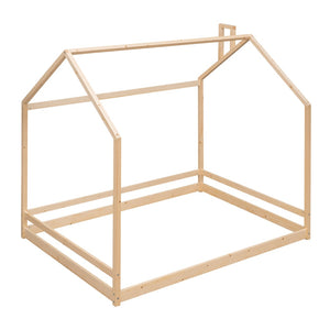 HomeRoots Natural Wood Full Bed Frame – Modern Platform Design, Durable Support, Perfect for Everyday Comfort! 606887