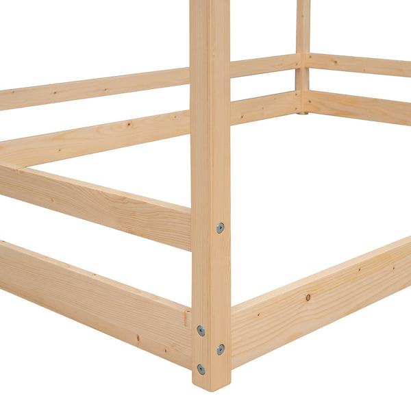 HomeRoots Natural Wood Full Bed Frame – Modern Platform Design, Durable Support, Perfect for Everyday Comfort! 606887