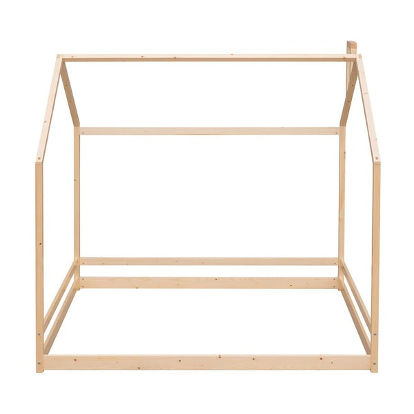 HomeRoots Natural Wood Full Bed Frame – Modern Platform Design, Durable Support, Perfect for Everyday Comfort! 606887