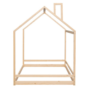 HomeRoots Natural Wood Full Bed Frame – Modern Platform Design, Durable Support, Perfect for Everyday Comfort! 606887