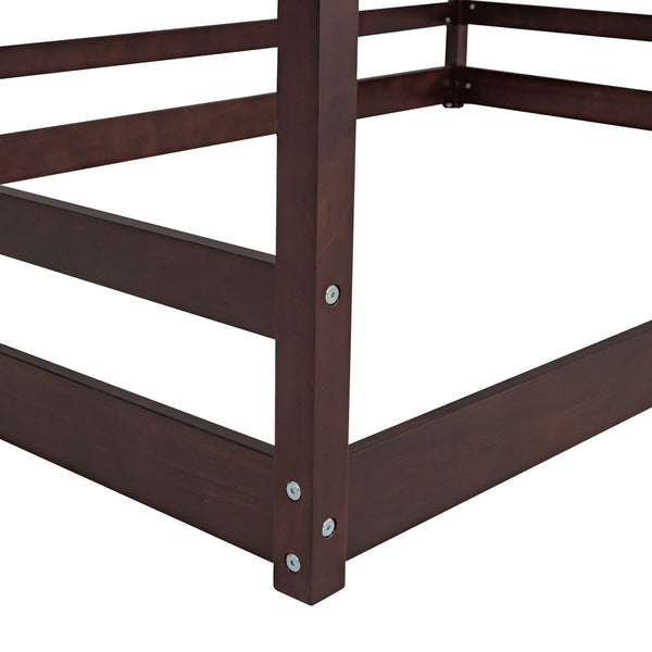 HomeRoots Espresso Wood Full Bed Frame - Modern Platform Design, Durable Support, Fits Up to 10'' Mattress 606888