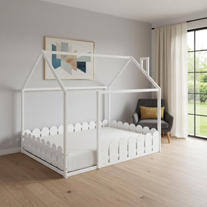 HomeRoots White Wood Full Bed Frame - Elegant Platform Design with Sturdy Support, Clean Lines, and Modern Style 606889