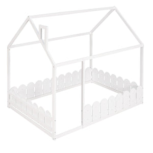 HomeRoots White Wood Full Bed Frame - Elegant Platform Design with Sturdy Support, Clean Lines, and Modern Style 606889