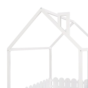 HomeRoots White Wood Full Bed Frame - Elegant Platform Design with Sturdy Support, Clean Lines, and Modern Style 606889