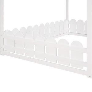 HomeRoots White Wood Full Bed Frame - Elegant Platform Design with Sturdy Support, Clean Lines, and Modern Style 606889