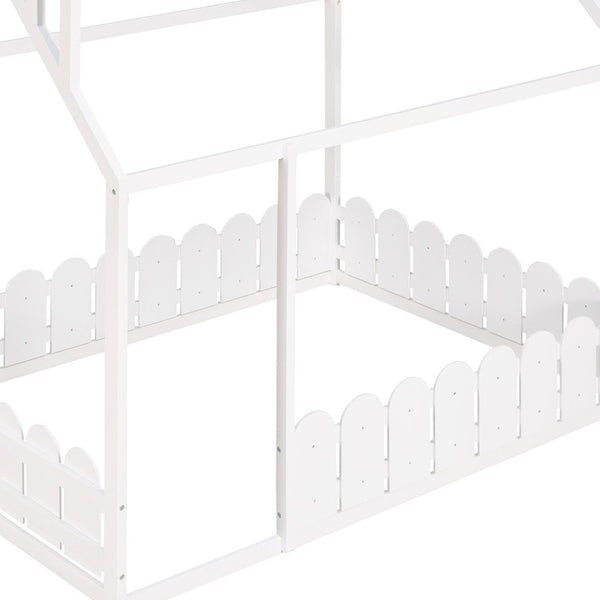 HomeRoots White Wood Full Bed Frame - Elegant Platform Design with Sturdy Support, Clean Lines, and Modern Style 606889