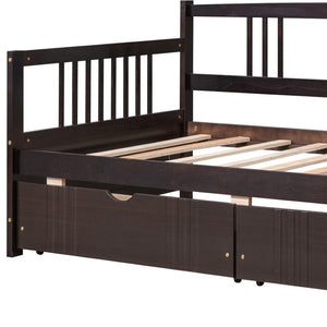HomeRoots Espresso Wood Twin Daybed Frame with Storage Drawers - Stylish, Space-Saving Design for Any Room 606891