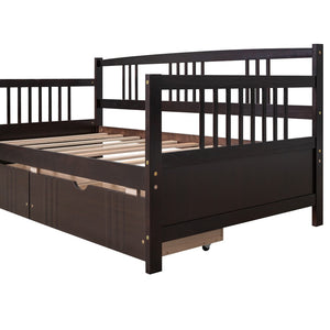 HomeRoots Espresso Wood Twin Daybed Frame with Storage Drawers - Stylish, Space-Saving Design for Any Room 606891