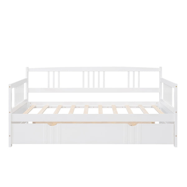 HomeRoots White Wood Twin Daybed Frame with Trundle - Elegant, Space-Saving Design for Versatile Comfort & Style 606892