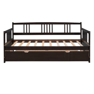 HomeRoots Espresso Twin Daybed Frame with Trundle – Stylish, Durable Design for Guest Rooms & Compact Spaces 606893