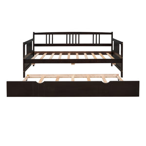HomeRoots Espresso Twin Daybed Frame with Trundle – Stylish, Durable Design for Guest Rooms & Compact Spaces 606893