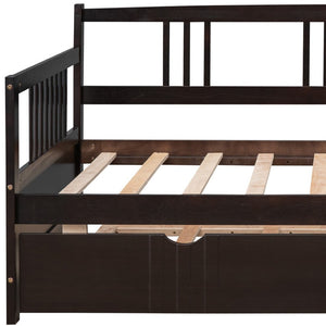 HomeRoots Espresso Twin Daybed Frame with Trundle – Stylish, Durable Design for Guest Rooms & Compact Spaces 606893