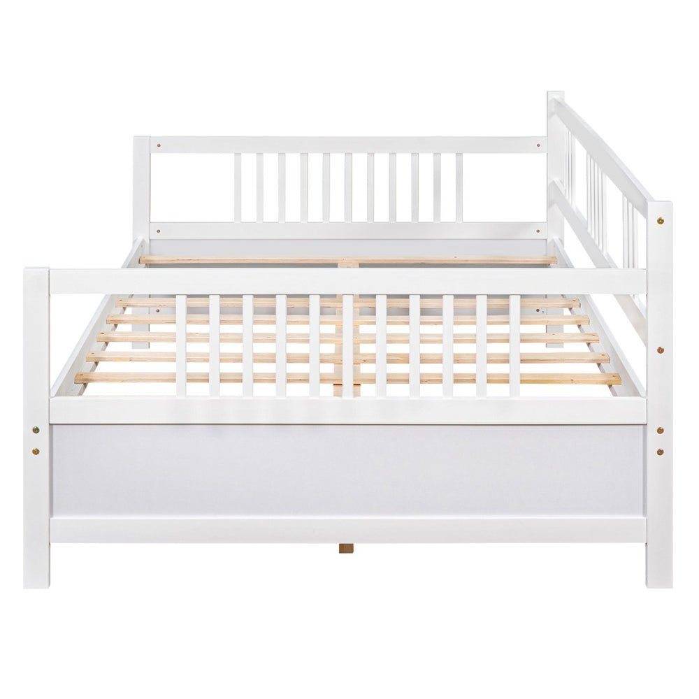 HomeRoots White Wood Full Daybed Frame - Elegant Design for Versatile Comfort in Bedrooms & Guest Spaces 606894