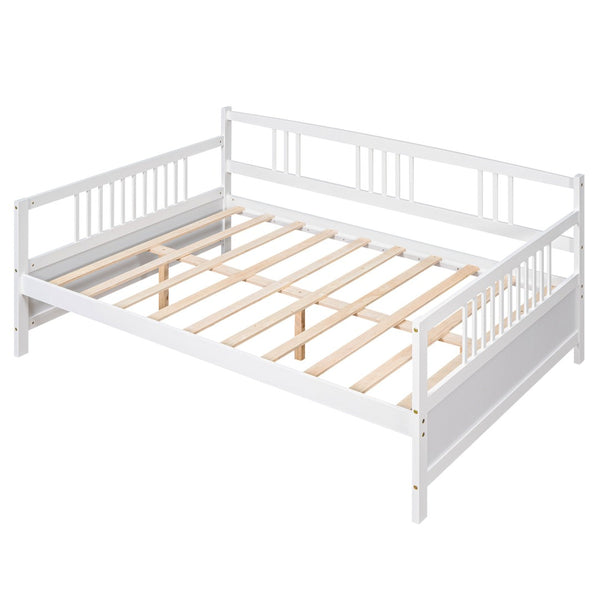 HomeRoots White Wood Full Daybed Frame - Elegant Design for Versatile Comfort in Bedrooms & Guest Spaces 606894