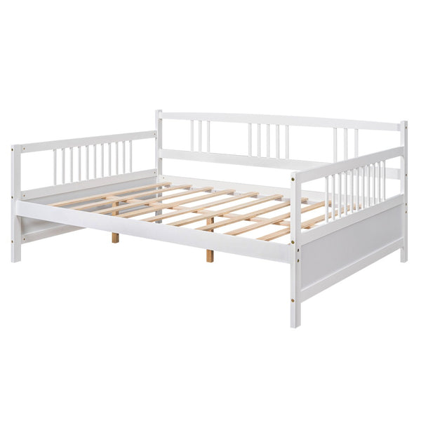 HomeRoots White Wood Full Daybed Frame - Elegant Design for Versatile Comfort in Bedrooms & Guest Spaces 606894