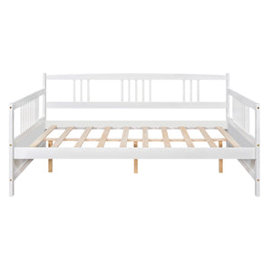 HomeRoots White Wood Full Daybed Frame - Elegant Design for Versatile Comfort in Bedrooms & Guest Spaces 606894