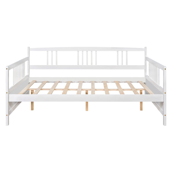 HomeRoots White Wood Full Daybed Frame - Elegant Design for Versatile Comfort in Bedrooms & Guest Spaces 606894