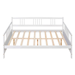 HomeRoots White Wood Full Daybed Frame - Elegant Design for Versatile Comfort in Bedrooms & Guest Spaces 606894
