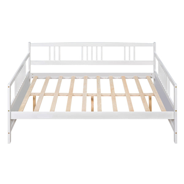 HomeRoots White Wood Full Daybed Frame - Elegant Design for Versatile Comfort in Bedrooms & Guest Spaces 606894
