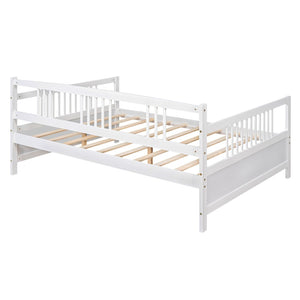 HomeRoots White Wood Full Daybed Frame - Elegant Design for Versatile Comfort in Bedrooms & Guest Spaces 606894