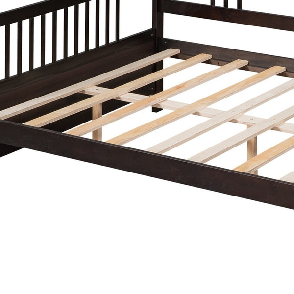 HomeRoots Espresso Wood Full Daybed Frame – Stylish & Versatile Seating for Daytime Comfort and Nighttime Sleep! 606895