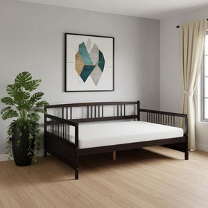 HomeRoots Espresso Wood Full Daybed Frame – Stylish & Versatile Seating for Daytime Comfort and Nighttime Sleep! 606895