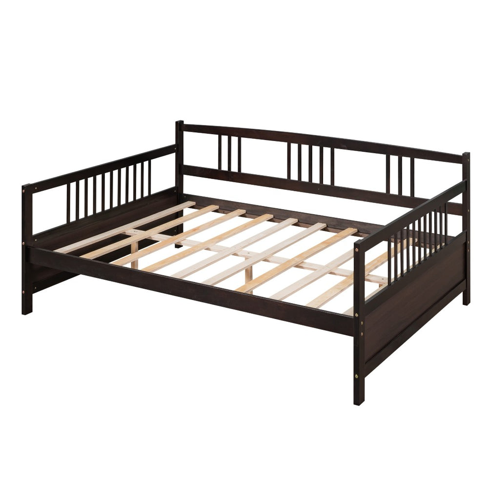 HomeRoots Espresso Wood Full Daybed Frame – Stylish & Versatile Seating for Daytime Comfort and Nighttime Sleep! 606895