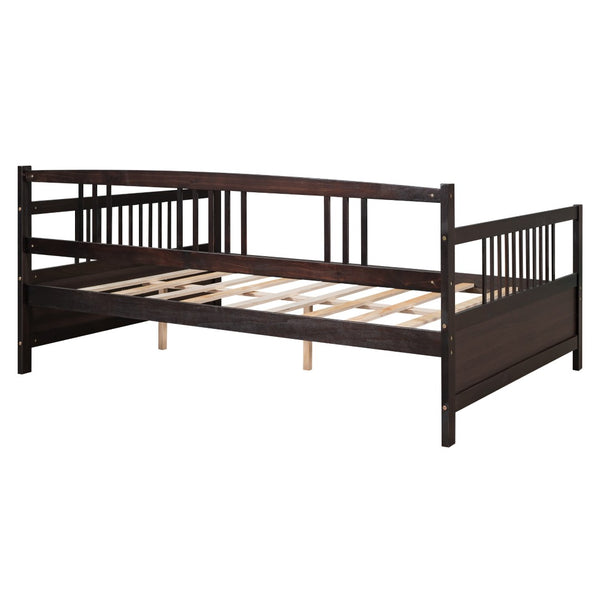 HomeRoots Espresso Wood Full Daybed Frame – Stylish & Versatile Seating for Daytime Comfort and Nighttime Sleep! 606895