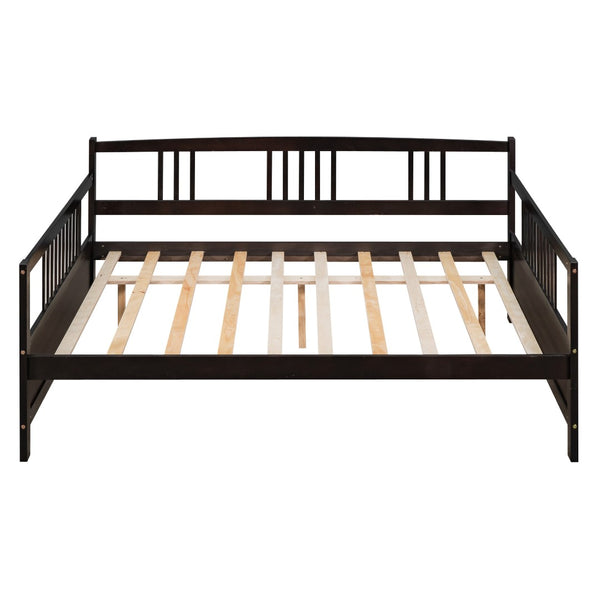 HomeRoots Espresso Wood Full Daybed Frame – Stylish & Versatile Seating for Daytime Comfort and Nighttime Sleep! 606895