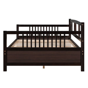 HomeRoots Espresso Wood Full Daybed Frame – Stylish & Versatile Seating for Daytime Comfort and Nighttime Sleep! 606895