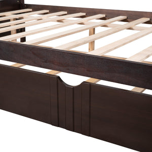 HomeRoots Espresso Full Daybed Frame with Trundle - Stylish Guest Solution, Modern Design, Durable Wood Construction 606898