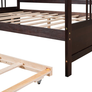 HomeRoots Espresso Full Daybed Frame with Trundle - Stylish Guest Solution, Modern Design, Durable Wood Construction 606898