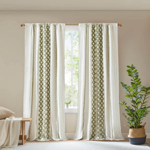 English Elm 1 Elegant 50X84" Cotton Curtain Panel With Chenille Stripe, Lined For Privacy & Soft Texture B035P319830