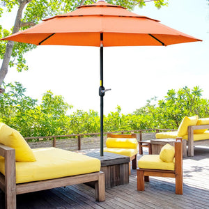English Elm Outsunny 9Ft Orange Patio Umbrella With Crank, 3-Tier Venting For Deck & Lawn Shade, Easy Tilt W2225P174162-GIGA
