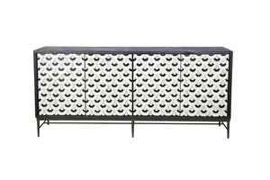 Basset Mirror Klaus Server - Elegant Modern Traditional Design With Scalloped Pattern & Gold Accents For Stylish Storage Black Wood,Bone,Resin,Metal 6069-dr-576