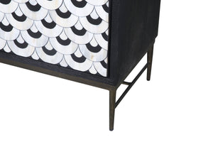 Basset Mirror Klaus Server - Elegant Modern Traditional Design With Scalloped Pattern & Gold Accents For Stylish Storage Black Wood,Bone,Resin,Metal 6069-dr-576