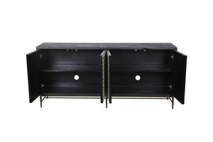 Basset Mirror Klaus Server - Elegant Modern Traditional Design With Scalloped Pattern & Gold Accents For Stylish Storage Black Wood,Bone,Resin,Metal 6069-dr-576
