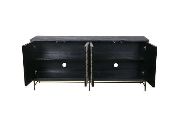 Basset Mirror Klaus Server - Elegant Modern Traditional Design With Scalloped Pattern & Gold Accents For Stylish Storage Black Wood,Bone,Resin,Metal 6069-dr-576