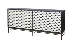 Basset Mirror Klaus Server - Elegant Modern Traditional Design With Scalloped Pattern & Gold Accents For Stylish Storage Black Wood,Bone,Resin,Metal 6069-dr-576