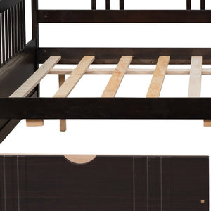 HomeRoots Espresso Wood Full Daybed Frame with Built-in Storage, Elegant Design for Versatile Bedroom Use 606901