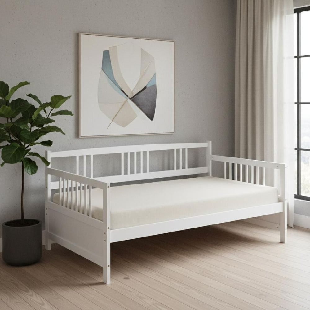 HomeRoots White Wood Twin Daybed Frame - Elegant Design for Comfort, Versatile Style for Any Room Decor! 606902