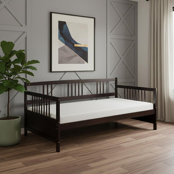 HomeRoots Espresso Wood Twin Daybed Frame - Stylish, Versatile Bed & Seating Solution for Any Room Decor 606903