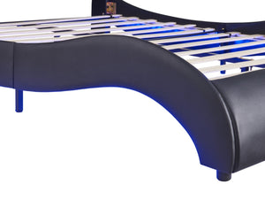 HomeRoots Black Tufted Faux Leather Queen Bed Frame - Stylish Upholstered Design with Comfort & Support 606905