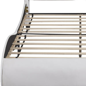 HomeRoots White Tufted Faux Leather Queen Bed Frame - Stylish, Durable Design for Ultimate Comfort & Elegance 606906