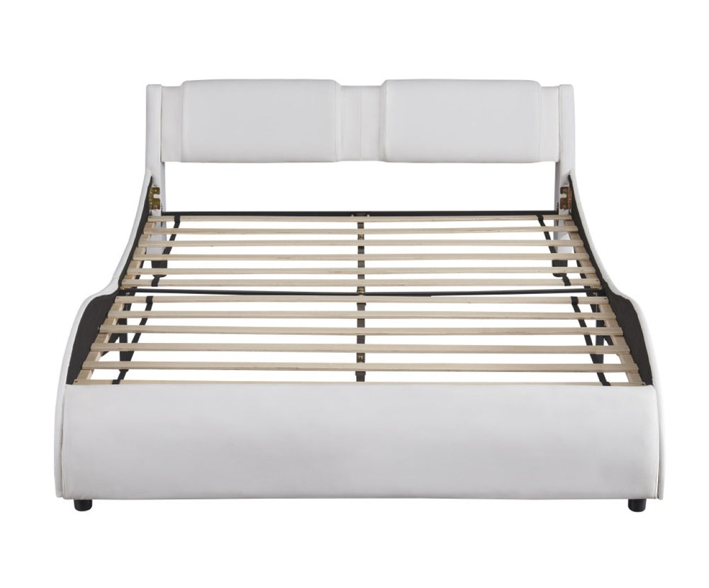 HomeRoots White Tufted Faux Leather Queen Bed Frame - Stylish, Durable Design for Ultimate Comfort & Elegance 606906