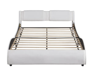 HomeRoots White Tufted Faux Leather Queen Bed Frame - Stylish, Durable Design for Ultimate Comfort & Elegance 606906