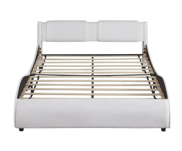 HomeRoots White Tufted Faux Leather Queen Bed Frame - Stylish, Durable Design for Ultimate Comfort & Elegance 606906