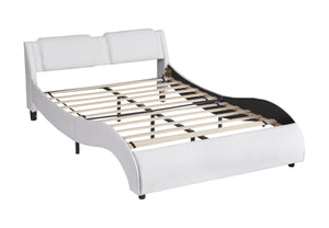 HomeRoots White Tufted Faux Leather Queen Bed Frame - Stylish, Durable Design for Ultimate Comfort & Elegance 606906